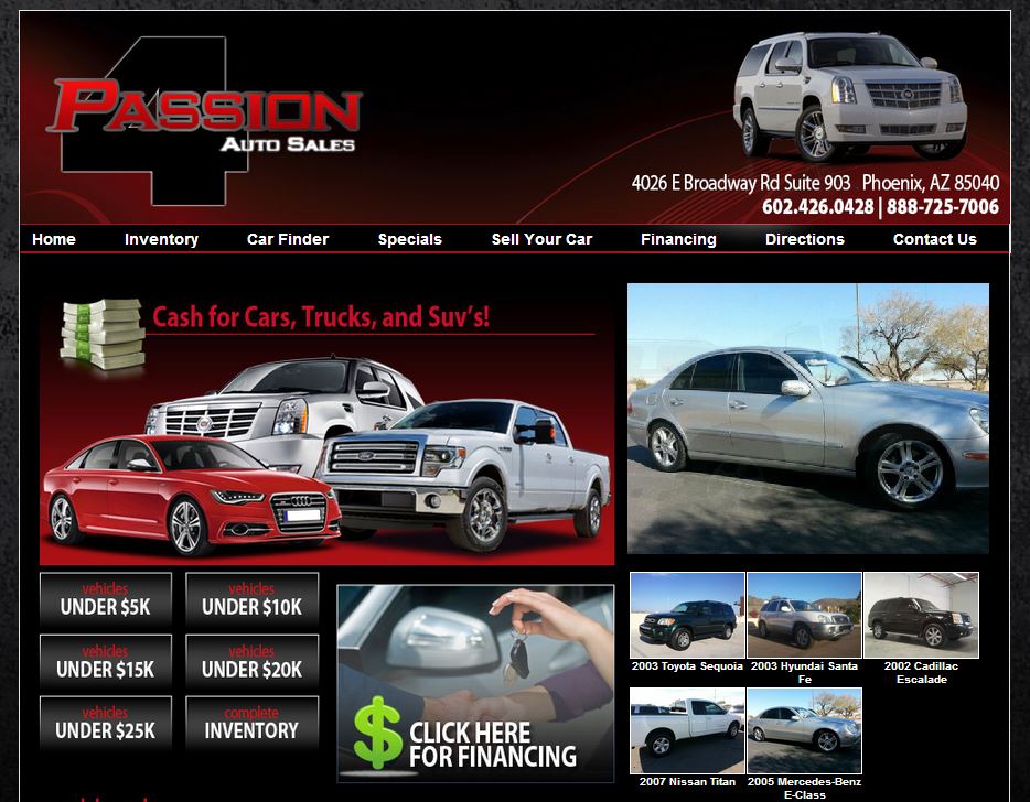 New Dealership Website for Passion 4 Auto Sales Built by